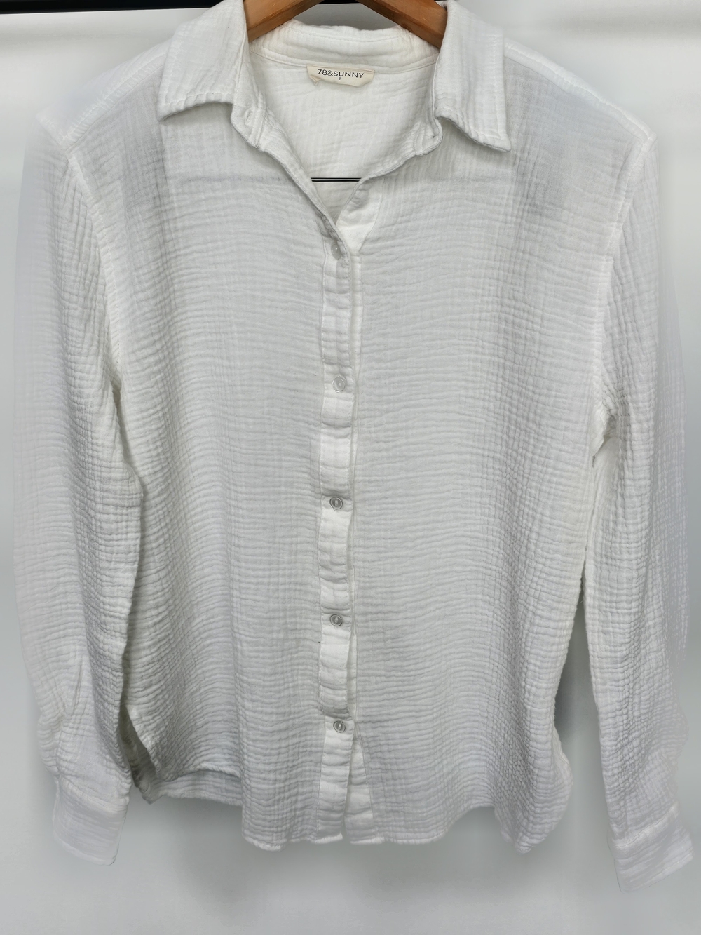 78 &Sunny White Textured Button-Down Shirt